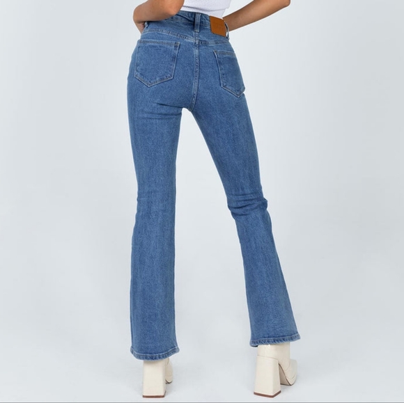 Princess Polly Dark Wash Flare Jeans sz 8 - Picture 2 of 8